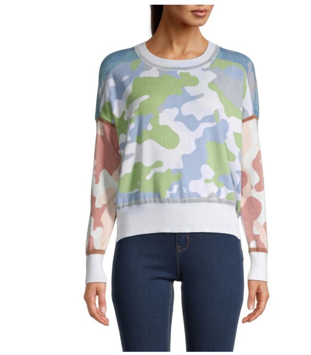 Central Park West Camo Print Cotton Sweater M